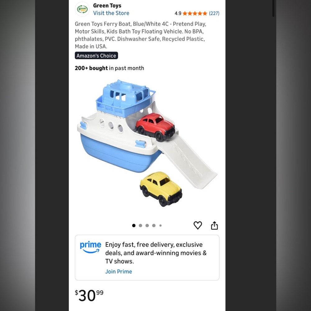 🌟 3 for $12 • green toys • ferry